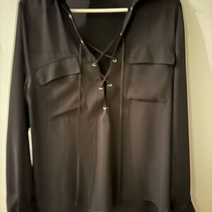 Active USA Black Lace-Up Blouse